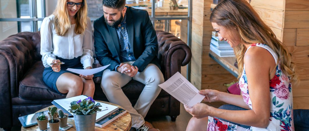 Businesspeople having an informal work meeting