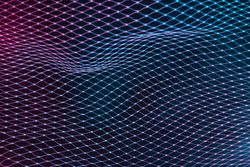 Abstract mesh net background with colorful ultraviolet holographic neon lights
