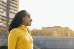 stylish Black young woman portrait with sunglasses