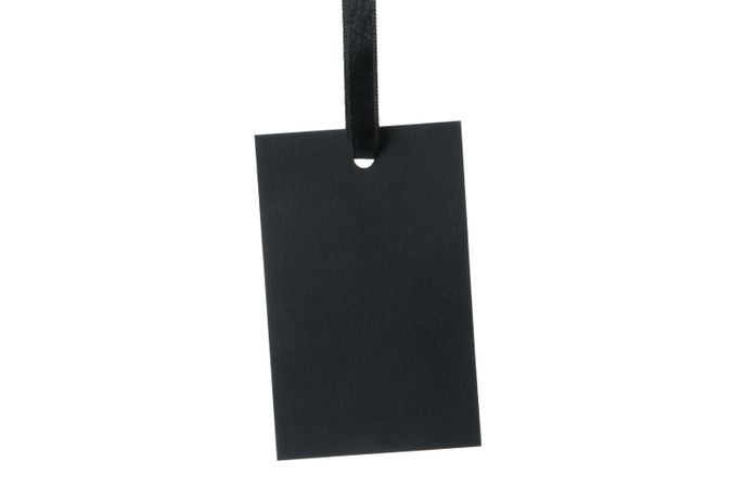 Blank dark tag isolated on light background