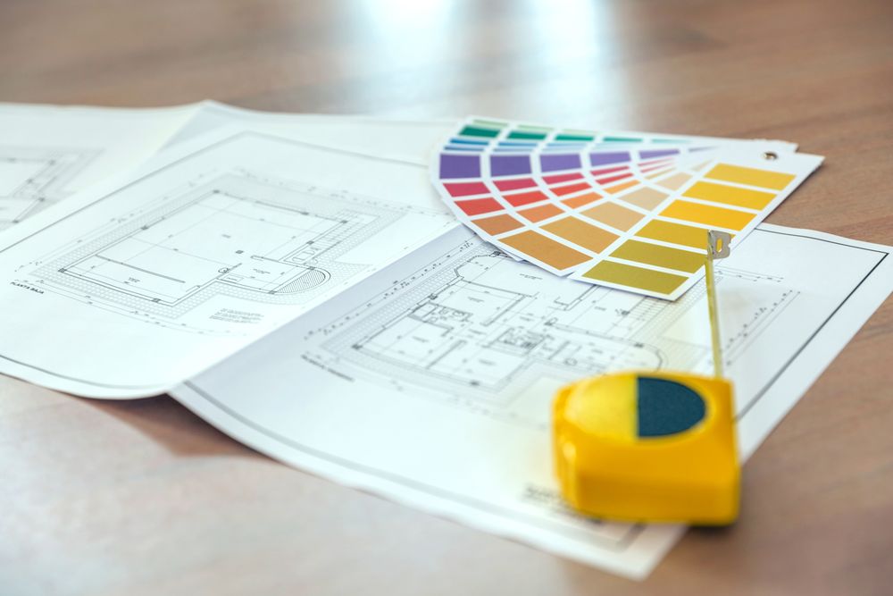 Plan, color palette and metre