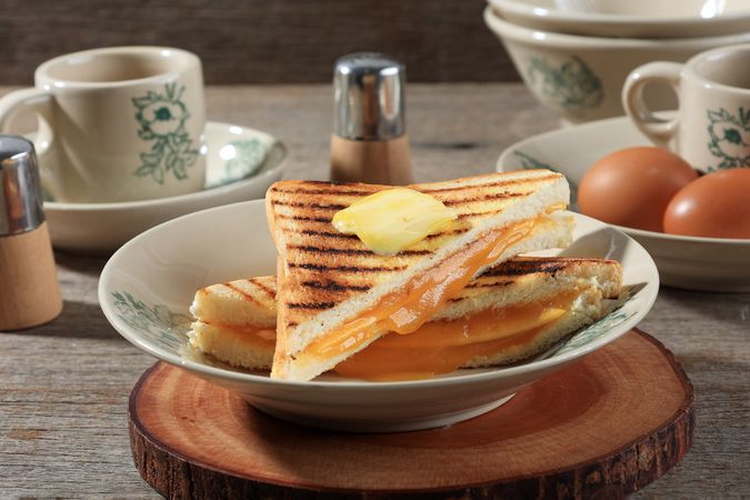 Close Up Kaya Toast Butter, Vintage Kopitiam Breakfast Style.