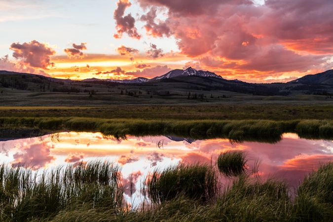 Summer solstice 2017 sunset over Electric Peak in Yellowstone National Park