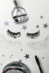 False eyelashes, concept of different makeup accessories