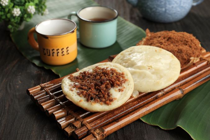 Surabi Oncom, Indonesian Traditional Pancake with Oncom Fermented Soybean.