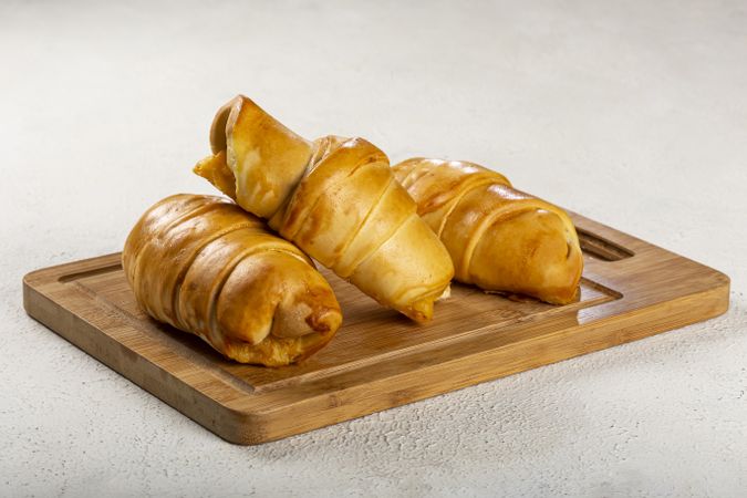 Traditional fresh baked croissants on the table.