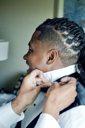 Groom getting ready for wedding