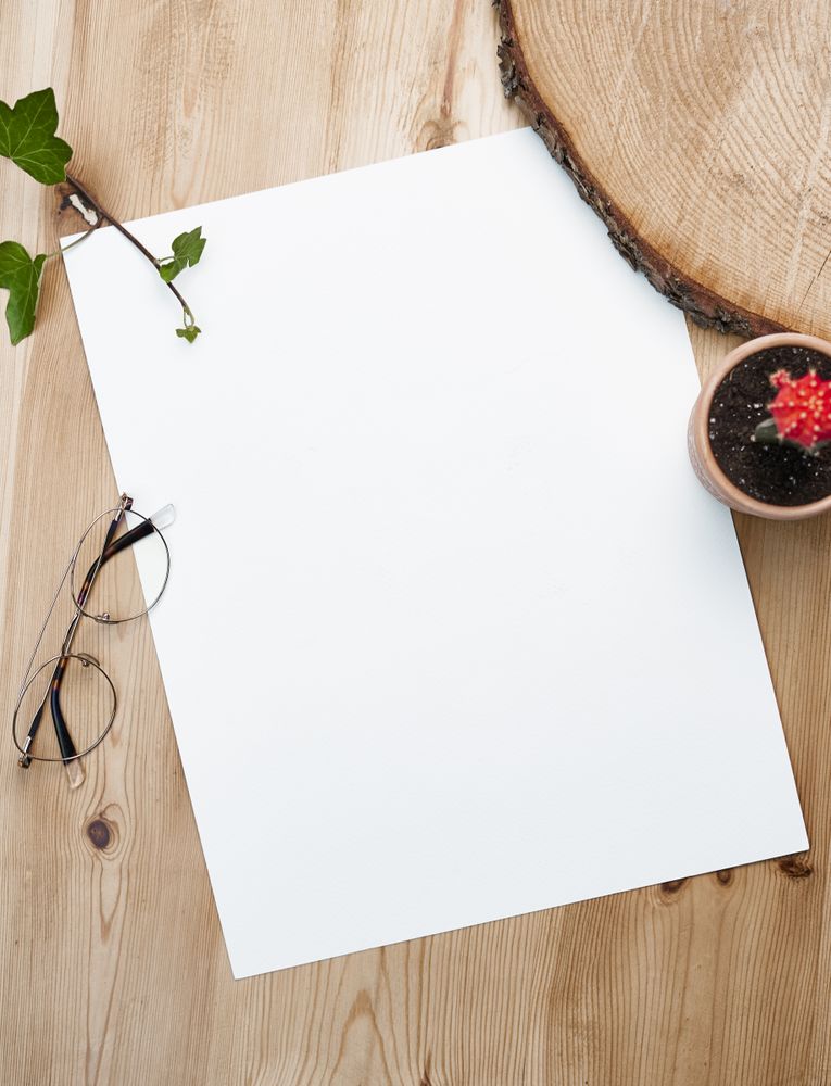 Blank sheet on the table