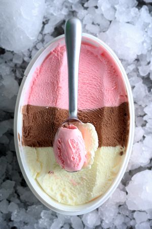 Top View A Scoop of Neapolitan Ice Cream