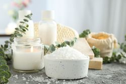 Sea salt, concept of spa and self care
