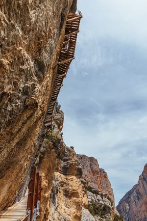 Footpath in the mountain making with wood