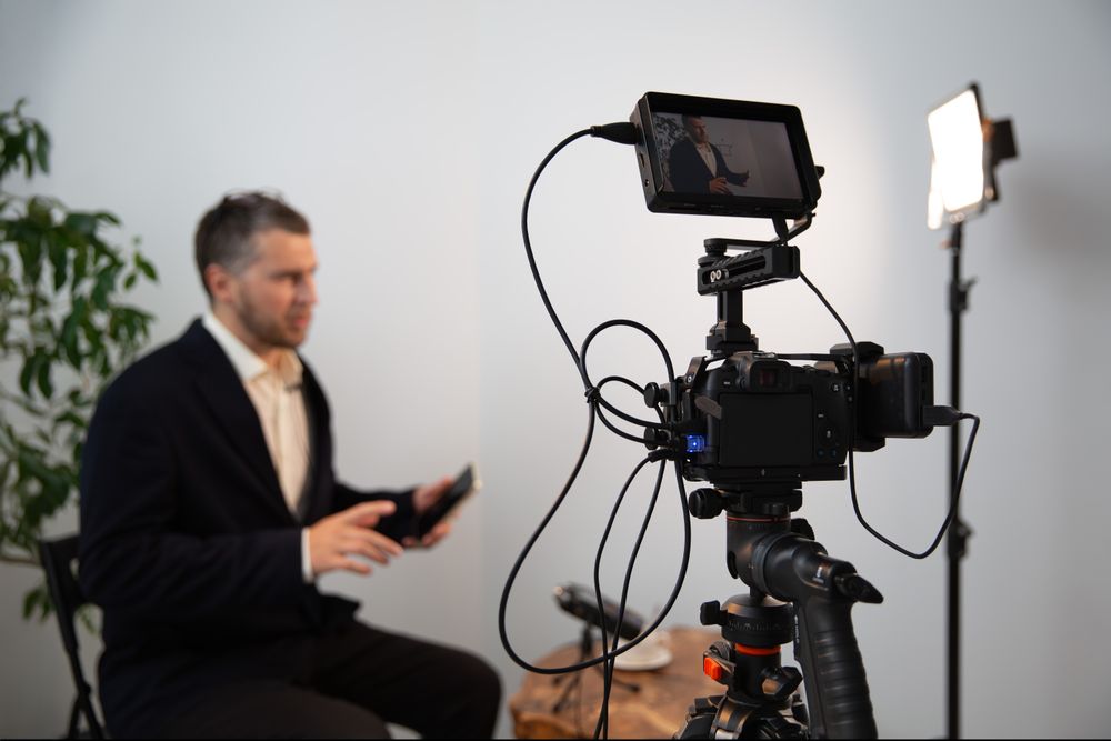 Camera Recording Blogger Interview