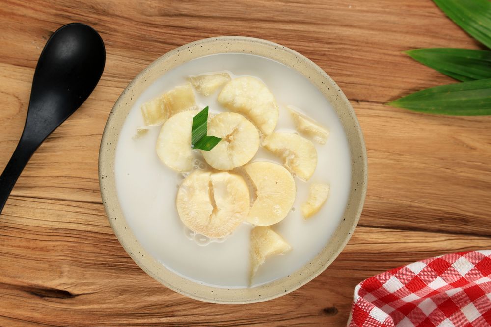 Kolak SIngkong, Sweet Cassava Soup or Singkong Thailand. Favorite Indonesian Dessert During Ramadan