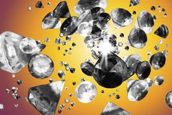 Scattered gems on gradient yellow orange background