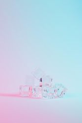 Ice cubes in vibrant bold gradient holographic colors