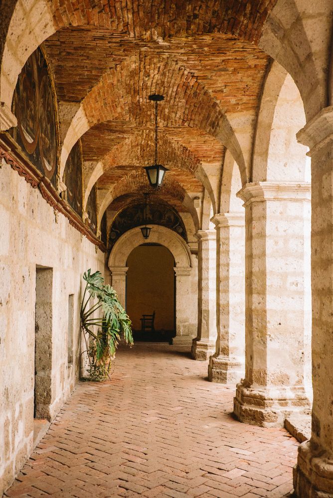Arch in Peru with plant
