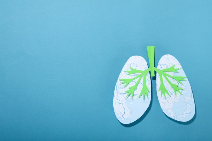 Blue background with lungs, and copy space