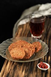 Plate of round tempeh
