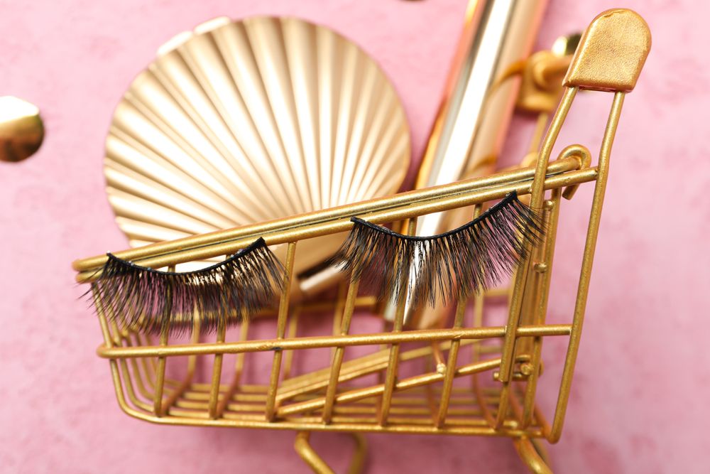 False eyelashes, concept of different makeup accessories