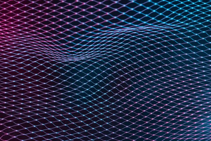 Abstract mesh net background with colorful ultraviolet holographic neon lights