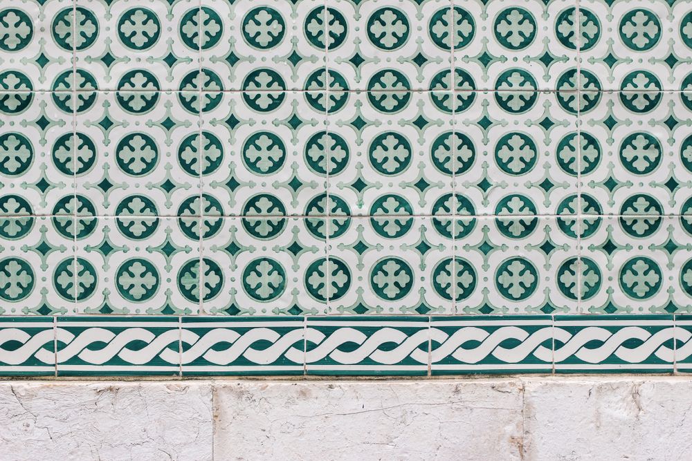 Closeup of decorative floral tiles