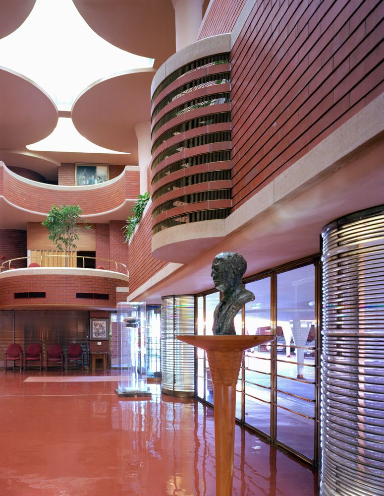 Open area at the Johnson Wax Building, headquarters of the S.C. Johnson and Son, Racine, Wisconsin