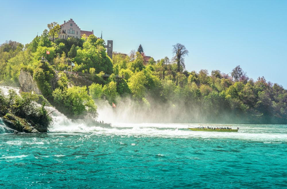 Boats toward Rhine Fall