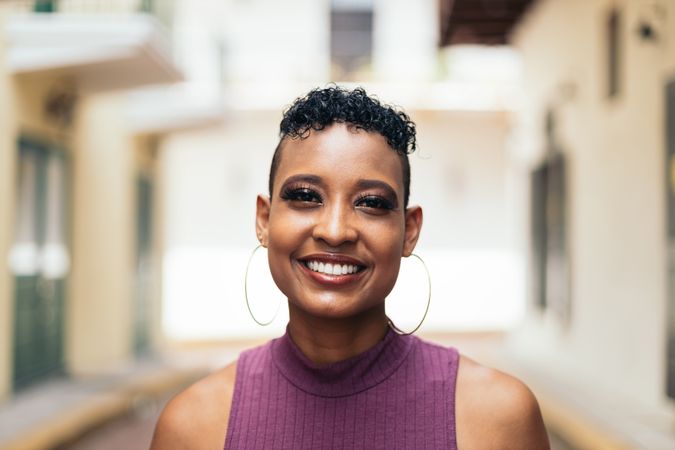 Portrait of a pretty Black woman with afro hair