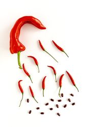 Mix of fruits and vegetables in red color