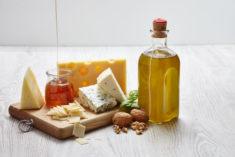 Side view of cheese plate