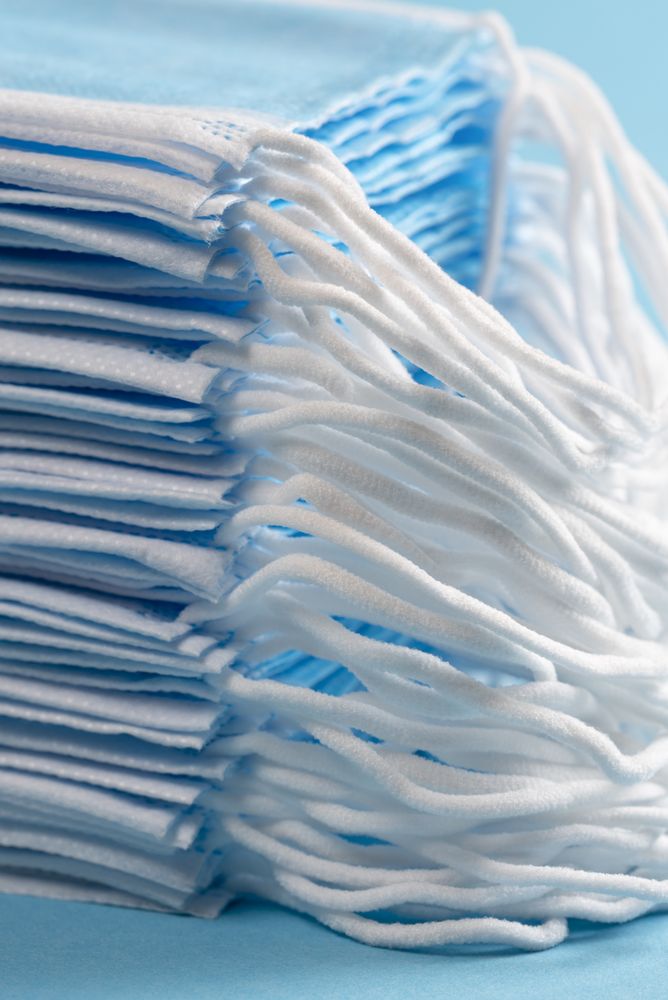 Pile of medical mask close-up