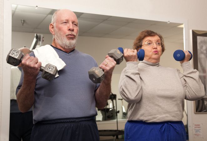 Mature Adult Couple Working Out