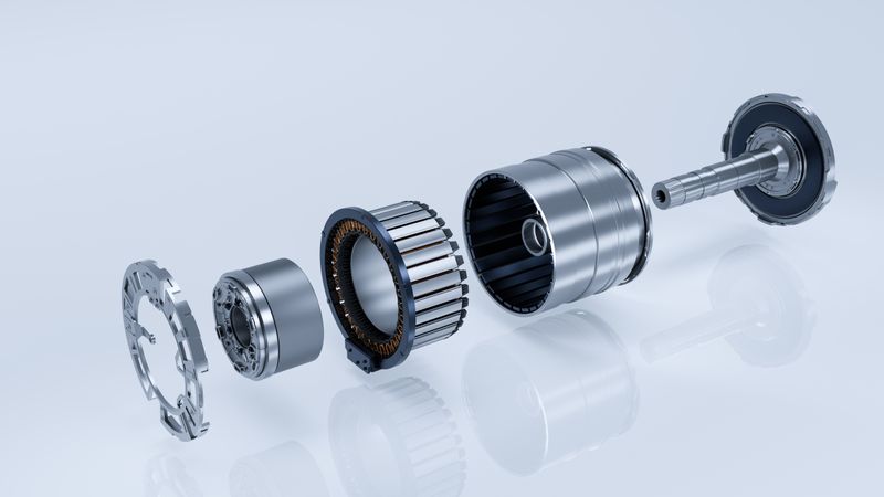 Futuristic 3D Render of Metal Engine Taken Apart.