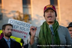 Washington DC, USA - Feb 14, 2017: Muriel Bowser, speaking at Hands Off DC Rally bElX74