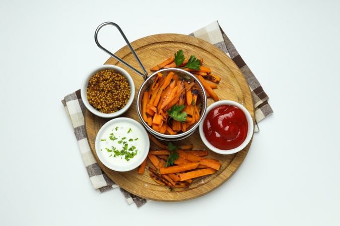 Concept of tasty food - sweet potato fries