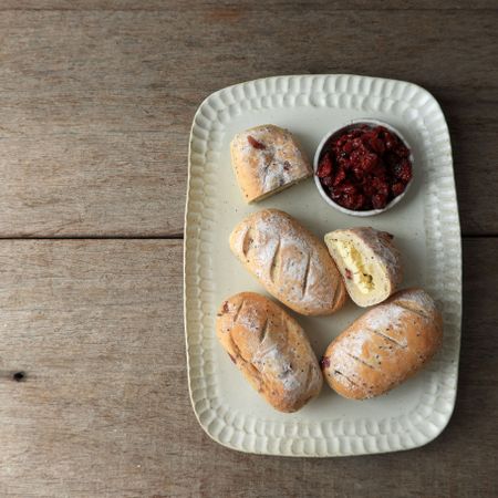 Top View Roti Macan, Cranberry Cheese Sourdough Bread