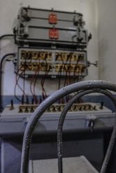 Retro switchboard for telephones in museum display