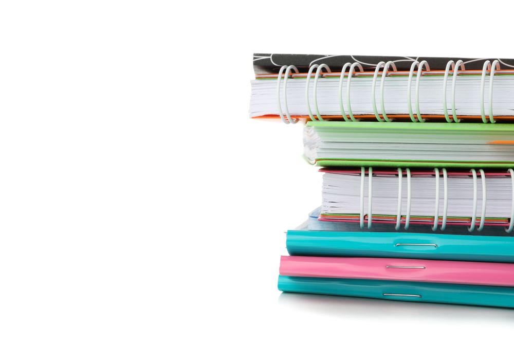 Close up of notebooks with copy space