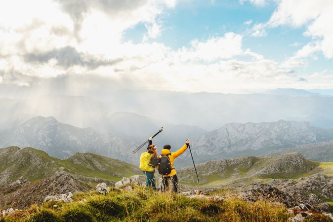 two people on the mountain