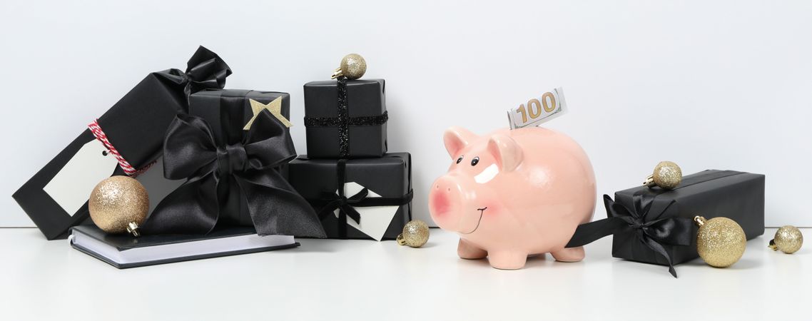 Concept of Christmas finance with piggy bank