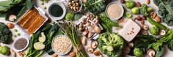 Healthy vegan, plant based protein source and body building food, wide