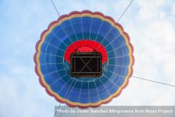 Bottom of hot air balloon basket ascending in Aeroestacion Festival in Guadix, Granada, Andalusia, Spain 41zLDb