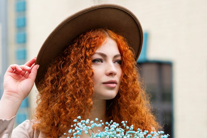 Street portrait of woman in hat