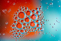 Abstract blue and red water bubbles