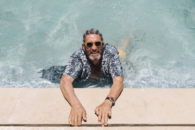 Older man in swimming pool