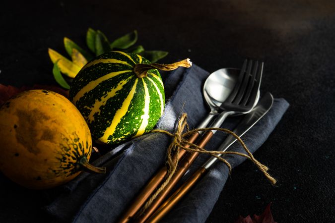 Elegant cutlery with fresh squash
