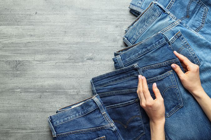 Modern jeans, concept of casual modern clothes