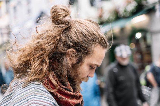 Portrait of hipster man in the street