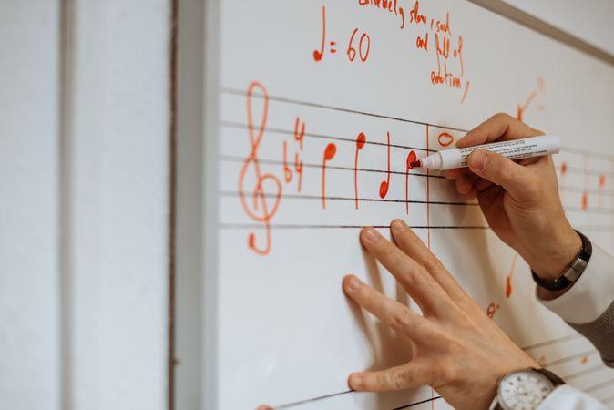 Man writing music notes