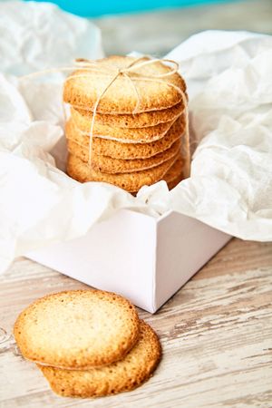 Stacked cookies in a gift box
